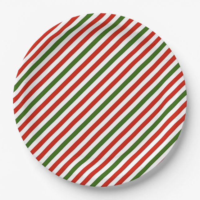 Christmas colour stripes, paper plate (Front)