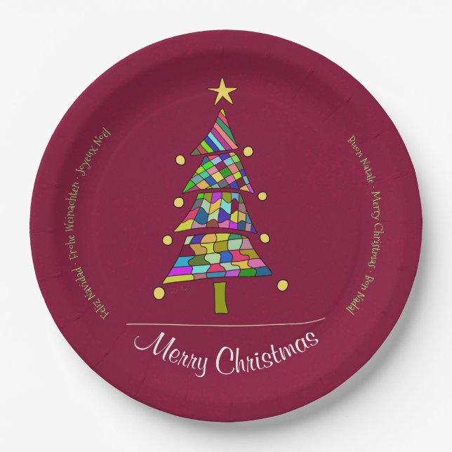 Christmas Colour Tree Paper Plate (Front)