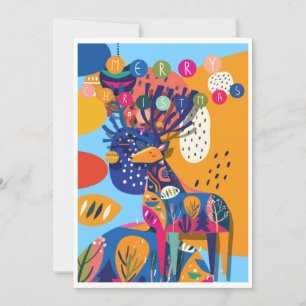 Christmas Colourful Abstract Reindeer Personalised Holiday Card