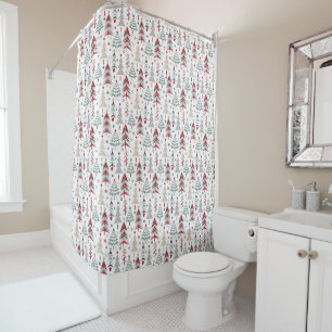 Christmas ,colourful ,Christmas tree ,red ,green S Shower Curtain