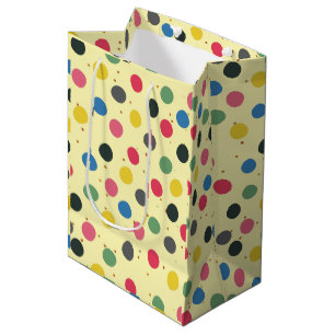 Christmas Colourful Circles Gold Polka Dots Medium Gift Bag