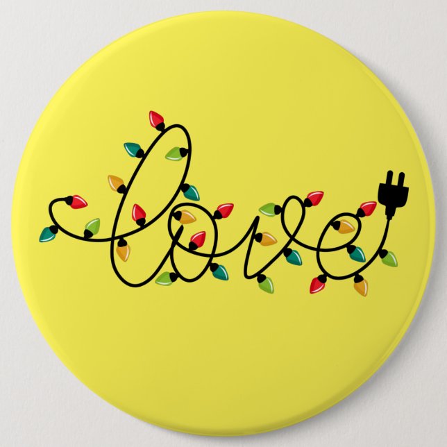 Christmas Colourful Lights Love Text-45872 6 Cm Round Badge (Front)