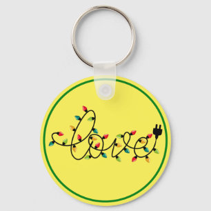 Christmas Colourful Lights Love Text-45872 Key Ring