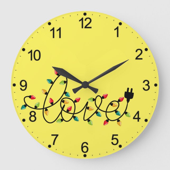 Christmas Colourful Lights Love Text-45872 Large Clock (Front)