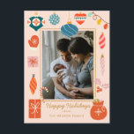 Christmas Colourful Ornament Cute Family Photo Holiday Postcard<br><div class="desc">Christmas Colourful Family Photo Holiday</div>