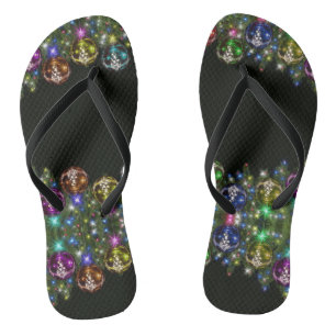 Christmas Colourful Ornaments Holidays Black Jandals