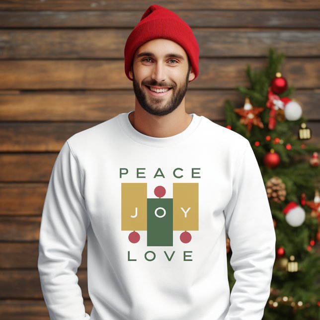 Christmas Colourful Peace Joy Love Quote Typograph Sweatshirt (Creator Uploaded)