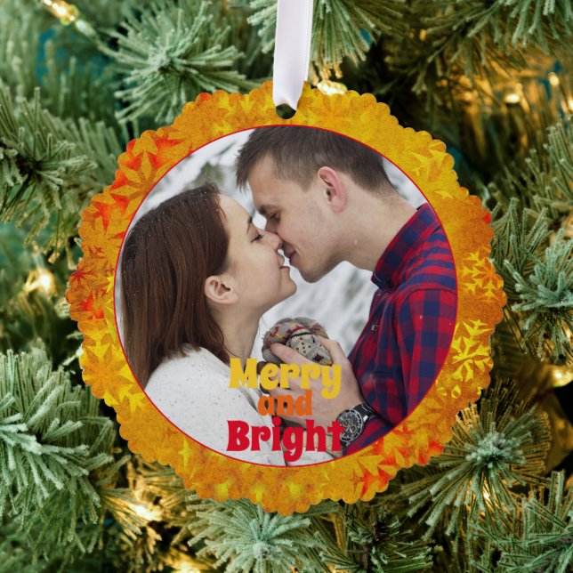 Christmas Colourful Snowflakes Photo Template Tree Decoration Card (Insitu (Tree))
