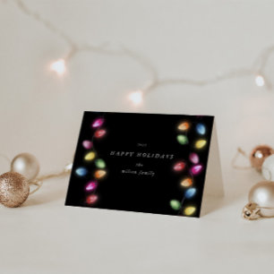 Christmas Colourful String Lights Folded Holiday Card