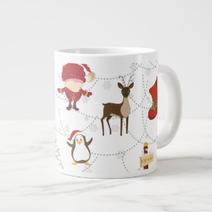 Christmas Colourful Symbols 2 Changeable Backgroun Large Coffee Mug