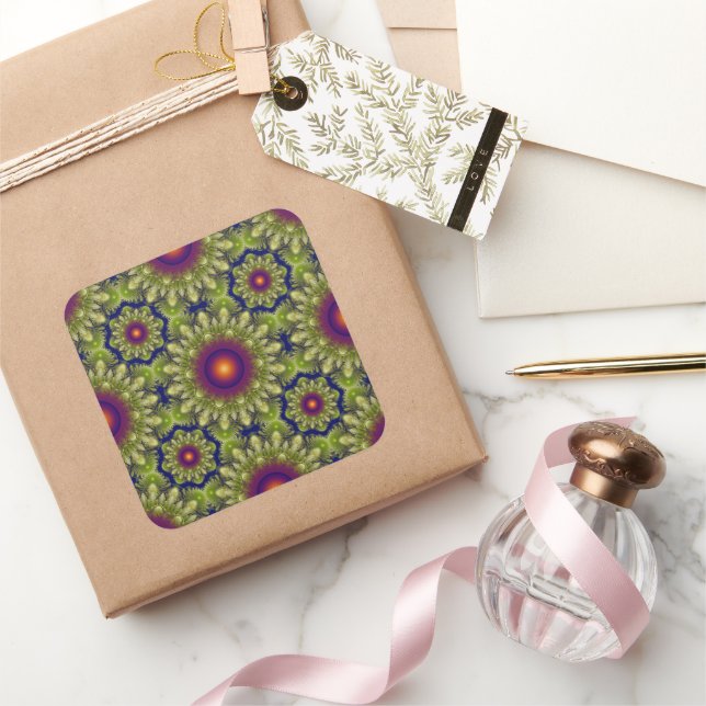 Christmas colourful texture square sticker (Gifting)