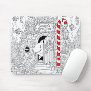 Christmas Colouring Book with Shark Mouse Pad