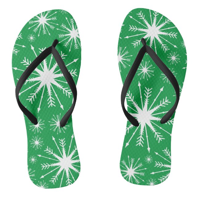 Christmas Colours And Snowflakes Jandals (Footbed)