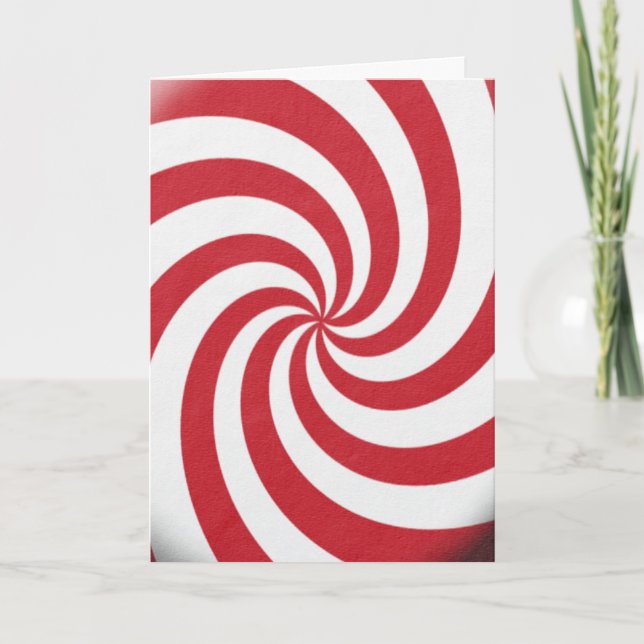 Christmas Colours Candy Red White Swirls Holidays Holiday Card (Front)