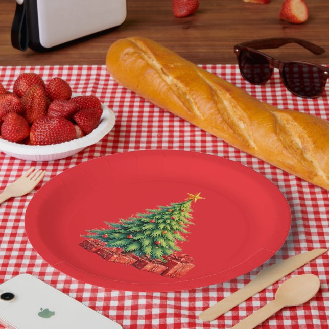 Christmas Colours, Decorated Christmas Tree, Paper Plate (Picnic)