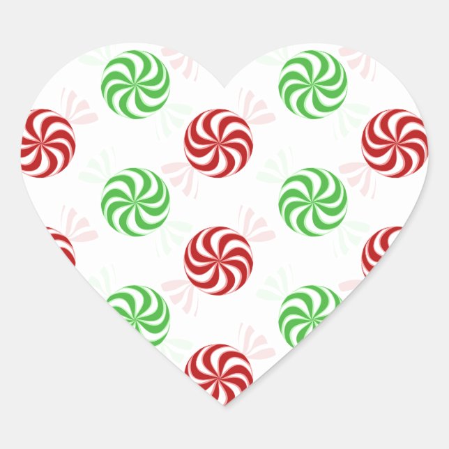 Christmas Colours Peppermint Candy Holiday Heart Sticker (Front)