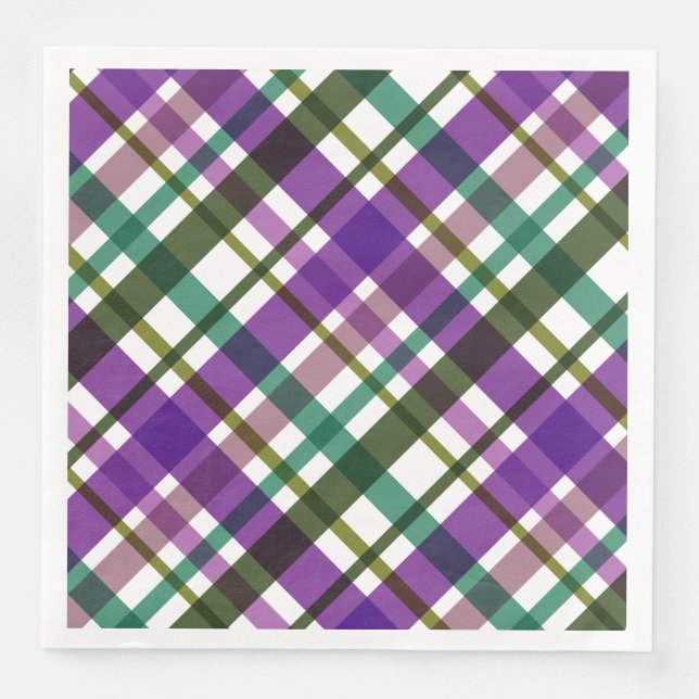 Christmas Colours Plaid  Napkin (Front)