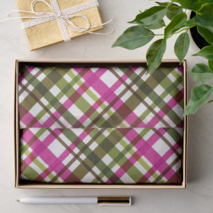 Christmas Colours Plaid Pink Green Tissue Paper
