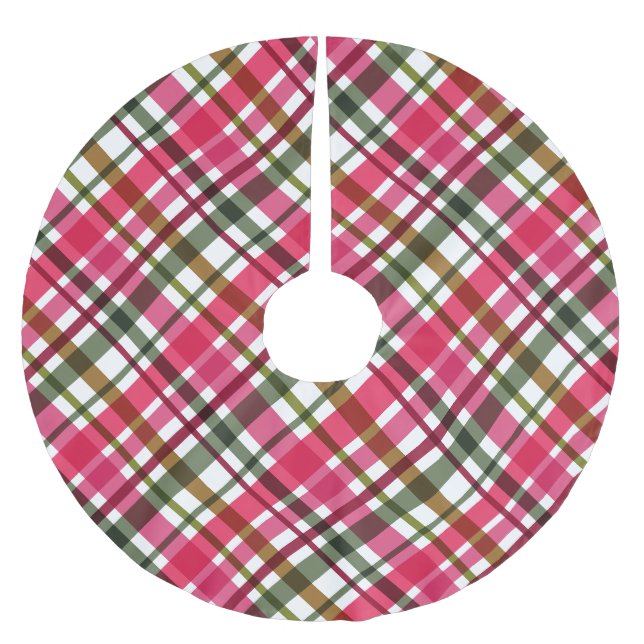 Christmas Colours Plaid Red Green Brushed Polyester Tree Skirt (Front)