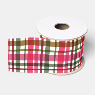 Christmas Colours Plaid Red Green Grosgrain Ribbon