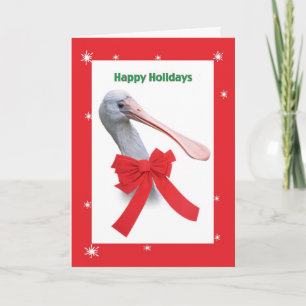 Christmas, Comical Spoonbill Bird Holiday Card