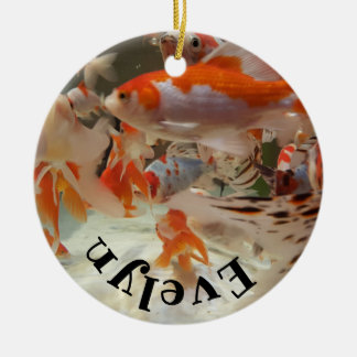 Christmas common and shubunkin goldfish ceramic tree decoration