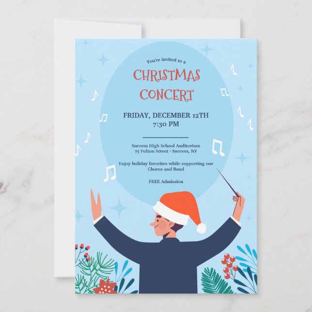 Christmas Concert Blue Invitation (Front)