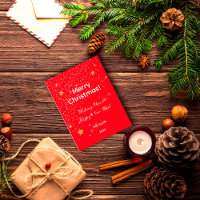 Christmas confetti gold stars green red postcard