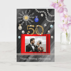 Christmas Congrats Gold 50th Wedding Anniversary   Card