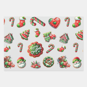 Christmas cookie baker pattern wrapping paper sheet