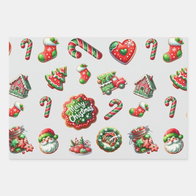 Christmas cookie baker pattern wrapping paper sheet (Front)