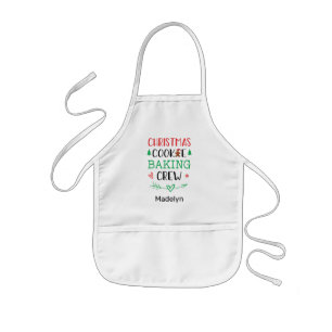Christmas Cookie Baking Crew Family Child's Name Kids Apron