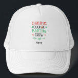 Christmas Cookie Baking Crew Name Matching Family Trucker Hat<br><div class="desc">This personalized holiday ball cap,  with the words "Christmas Cookie Baking Crew",  is a perfect matching trucket hat for the family that loves to bake Christmas cookies together. This hat is a great personalized gift for a Mom,  Dad,  Grandma,  or Grandpa who loves to bake.</div>