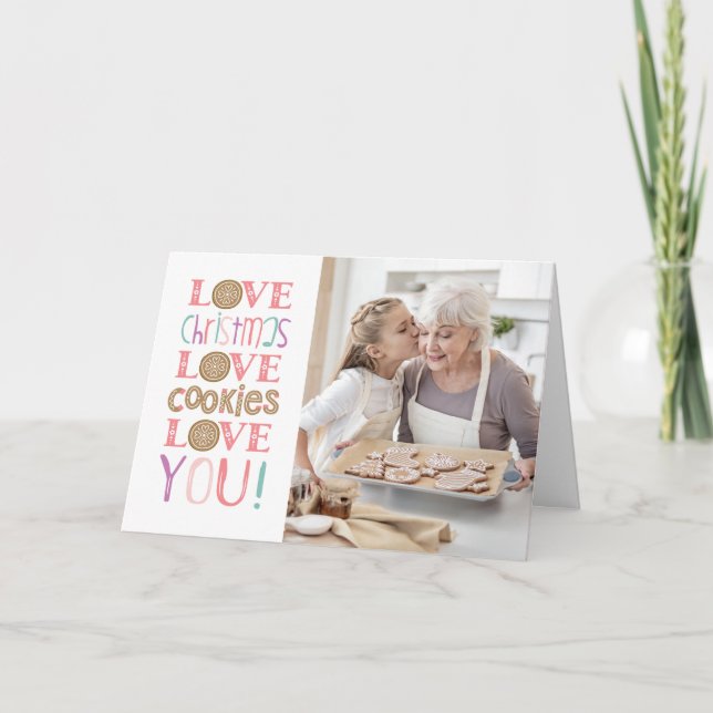 Christmas Cookie Baking Family Photo Holiday Card (Front)