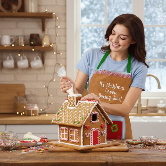 Christmas Cookie Baking Gingerbread House Apron (For fun and festive cookie baking time, a christmas apron inspired by a gingerbread house)