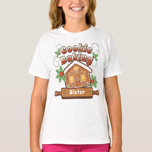 Christmas Cookie Baking Gingerbread House -  T-Shirt (Front)