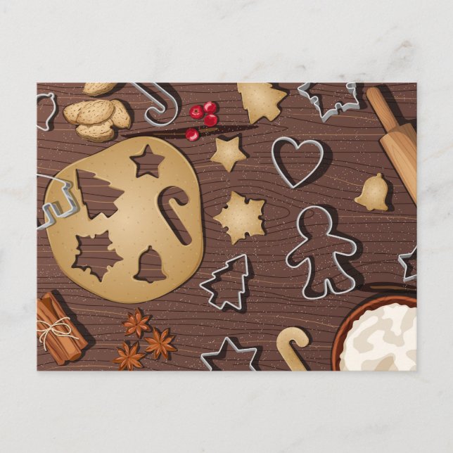 Christmas Cookie Baking Ingredients Overhead Holiday Postcard (Front)
