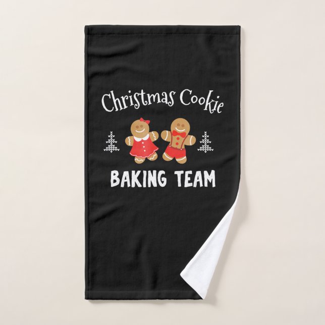 Christmas cookie baking team | gingerbread man hand towel (Hand Towel)