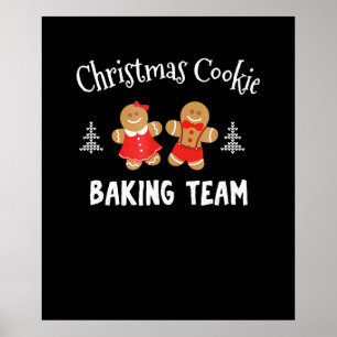 Christmas cookie baking team gingerbread man poster