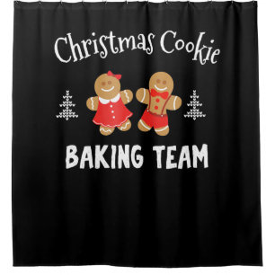 Christmas cookie baking team   gingerbread man shower curtain
