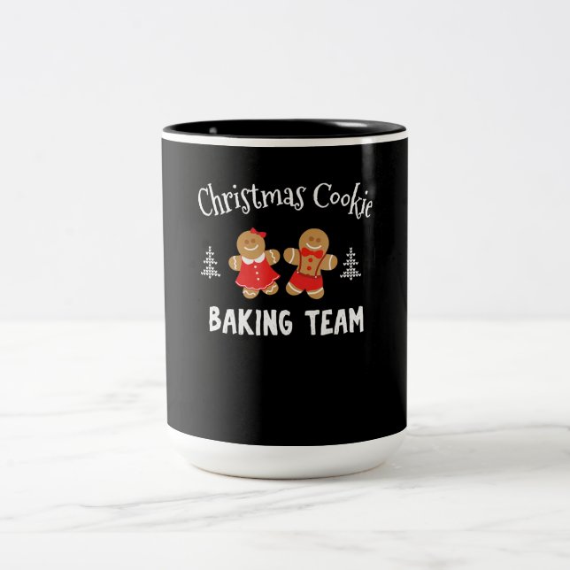 Christmas cookie baking team | gingerbread man Two-Tone coffee mug (Center)
