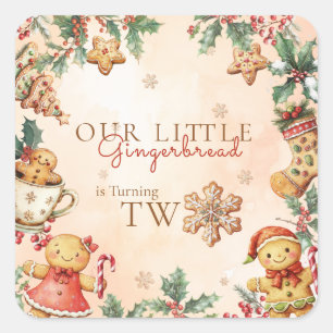 Christmas Cookie Birthday Two Square Sticker