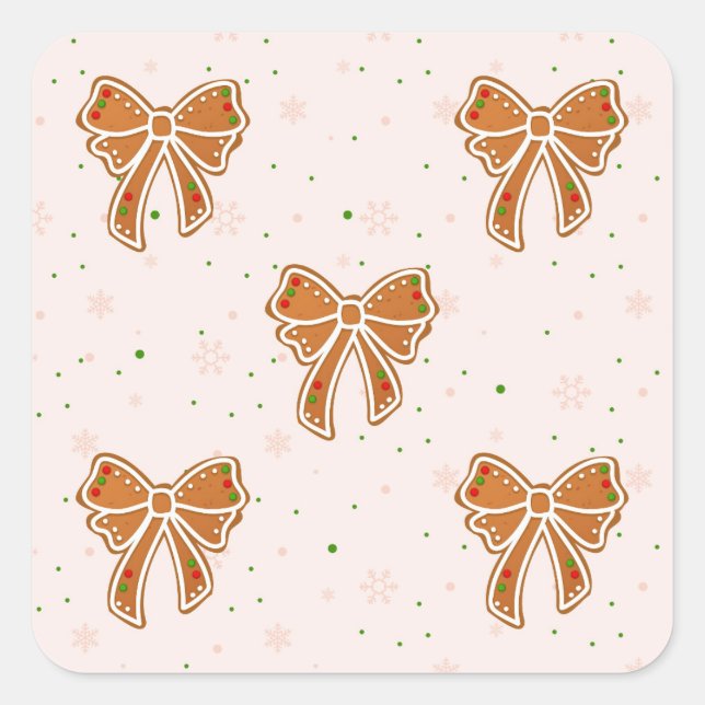 Christmas Cookie Bows Square Sticker (Front)