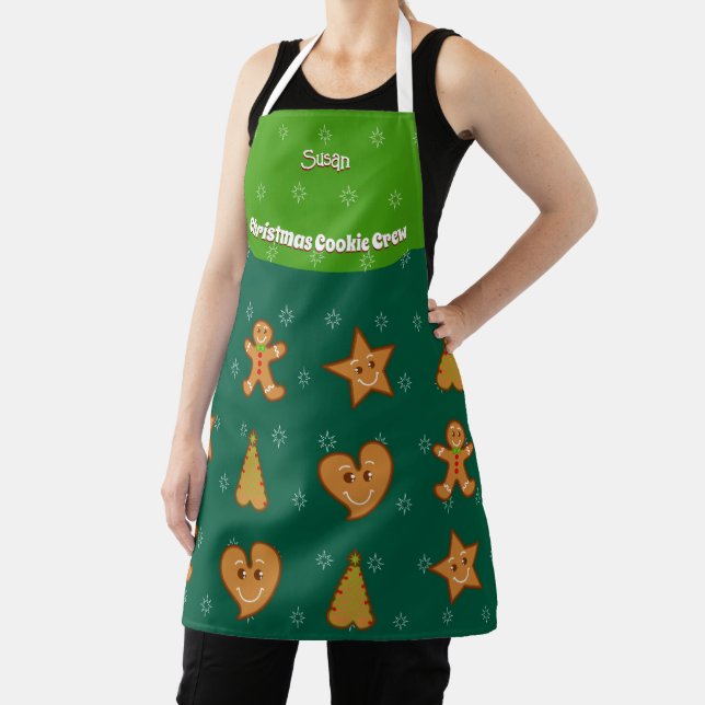Christmas Cookie Crew-Gingerbread Pals-Green M Apron (Insitu)
