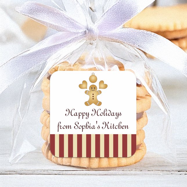 Christmas Cookie Cute Gingerbread Man Homemade Square Sticker (Creator Uploaded)