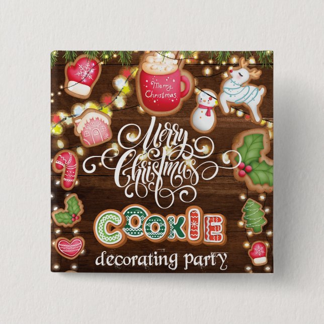 Christmas Cookie Decorating 15 Cm Square Badge (Front)