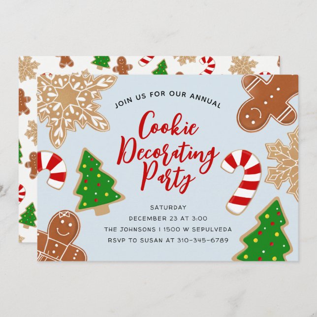 Christmas Cookie Decorating Holiday Party Invitation (Front/Back)