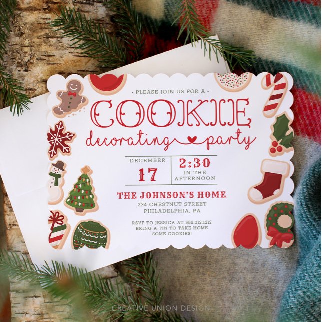 Christmas Cookie Decorating Party Cookie Party Invitation (Creator Uploaded)