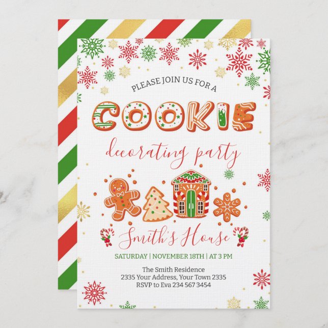 Christmas Cookie Decorating Party Invitation (Front/Back)