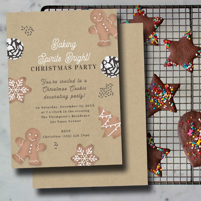 Christmas Cookie Decorating Party Kraft Invitation (Christmas Cookie Decorating Party Kraft Invitation)